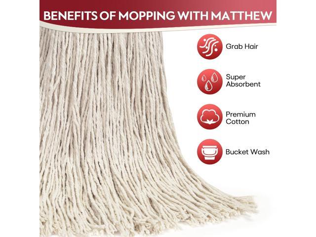 Matthew Cleaning 16oz 3Pack Cotton Floor Mop,Cotton Looped-Open String Heavy Duty String Refills, Universal Headband Blend,Mop Head Replacement for...