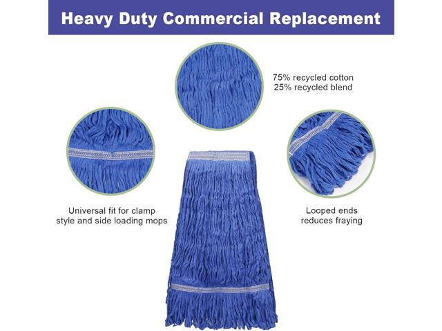 3 Pack Heavy Mop Replacement Head,Commercial Industrial Grade Blue Cotton Ring Heads,Cotton Looped End String Cleaning Mop Refills, Applied to Mop...