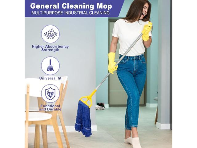 3 Pack Heavy Mop Replacement Head,Commercial Industrial Grade Blue Cotton Ring Heads,Cotton Looped End String Cleaning Mop Refills, Applied to Mop...