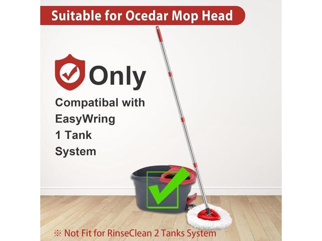 2 Spin Mop Head Replacement, 1 Base, 1 Mop Handle (30-58in) Combo Mop Set Compatible with OCedar EasyWring Microfiber Mop (White (1-Tank System))