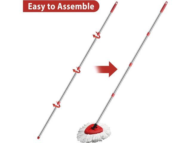 2 Spin Mop Head Replacement, 1 Base, 1 Mop Handle (30-58in) Combo Mop Set Compatible with OCedar EasyWring Microfiber Mop (White (1-Tank System))