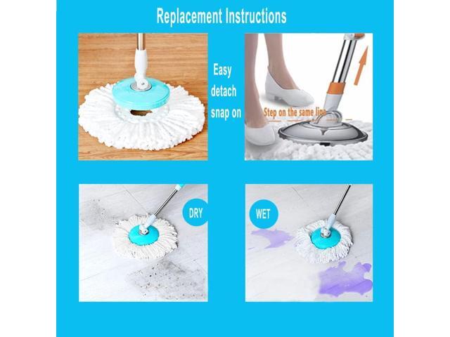 Spin Mop Head Refill Mop Replacement for Spin Magic Mop Pads Round Spin Mop Microfiber Easy Wring Spin Mop Head Cloth 6-Pack