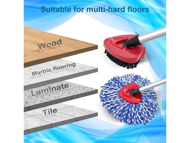 2 Pack Spin Mop Heads Replacement Compatible with O Cedar RinseClean 2 Tank, Upgraded Scrub Brush,4 Section Mop Handle and 1 Mop Base Combo Set,...