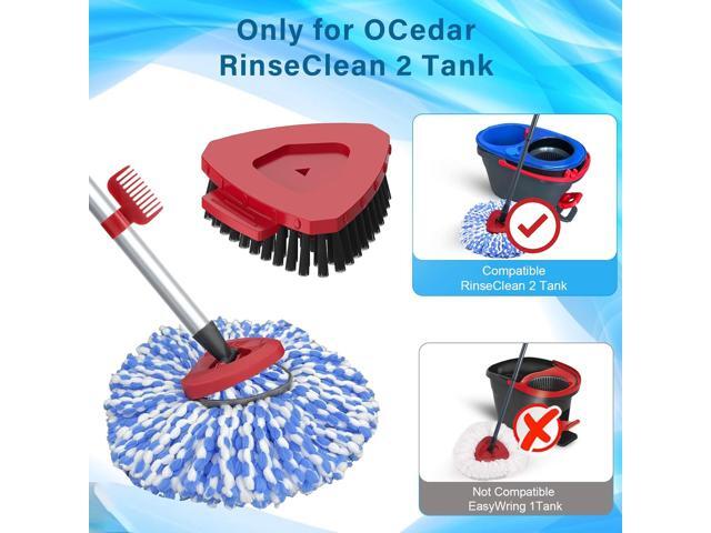 2 Pack Spin Mop Heads Replacement Compatible with O Cedar RinseClean 2 Tank, Upgraded Scrub Brush,4 Section Mop Handle and 1 Mop Base Combo Set,...