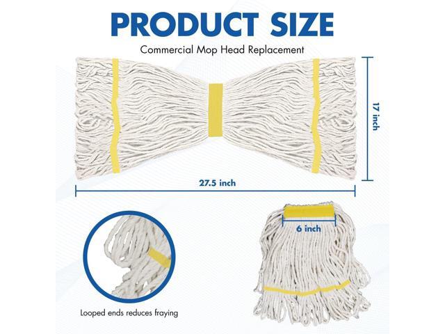 KULED Heavy Duty Industrial Mop, Commercial Cotton Mop with Long Handle, Looped-End String Wet Mops with 2 Heads for Floor Cleaning, Workshop,...