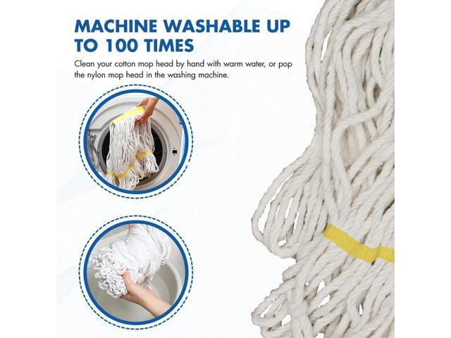 KULED Heavy Duty Industrial Mop, Commercial Cotton Mop with Long Handle, Looped-End String Wet Mops with 2 Heads for Floor Cleaning, Workshop,...