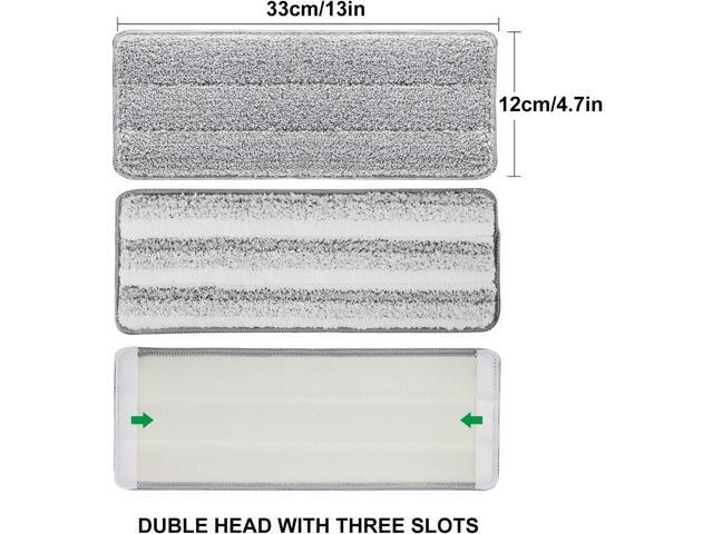 Flat Mop Pads, 5 Pack 13' X 4.9' Flat Mop Microfiber Mop Head/Refill/Pad, Washable Squeeze Cleaning Mop Pads Replacement Heads - White and Grey