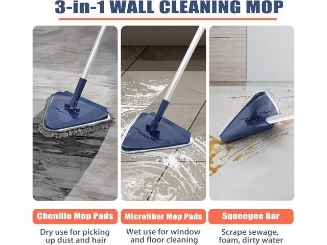 JEHONN Wall Cleaner Mop with Long Handle 82 Inches, 3-in-1 Ceiling Cleaning Tool Duster with 6 Replacement Microfiber Chenille Pads for Painted...