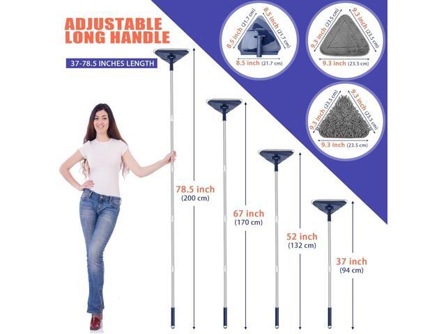 JEHONN Wall Cleaner Mop with Long Handle 82 Inches, 3-in-1 Ceiling Cleaning Tool Duster with 6 Replacement Microfiber Chenille Pads for Painted...