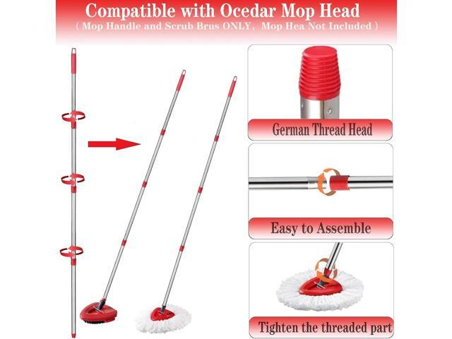 Spin Mop Replacement Handle and Mop Base Replacements for OCeda EasyWring 1-Tank Spin Mop System,4-Section Iron Mop Handle 30-58in and 1 Mop Base...