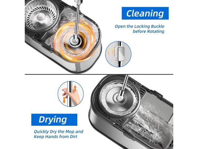 Spin Mop and Bucket Set for Cleaning with 6 Extra Refills Microfiber Heads, Spin mop and Bucket Separate Clean and Dirty Water, 360 rotatable...