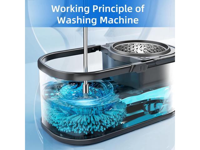Spin Mop and Bucket Set for Cleaning with 6 Extra Refills Microfiber Heads, Spin mop and Bucket Separate Clean and Dirty Water, 360 rotatable...