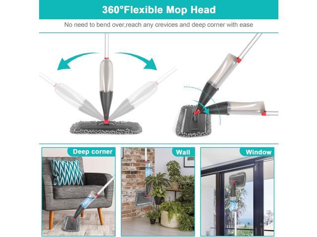 Spray Mop for Floor Cleaning with 3pcs Washable Pads - Wet Dry Microfiber Mop with 800 ml Refillable Bottle for Kitchen Wood Floor Hardwood...