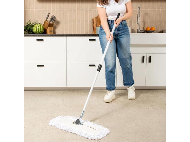 Commercial Dust Mop & Floor Sweeper, 24 in. Dust Mop for Hardwood Floors, Cotton Reusable Dust Mop Head, Extendable Mop Handle, Industrial Dry Mop...