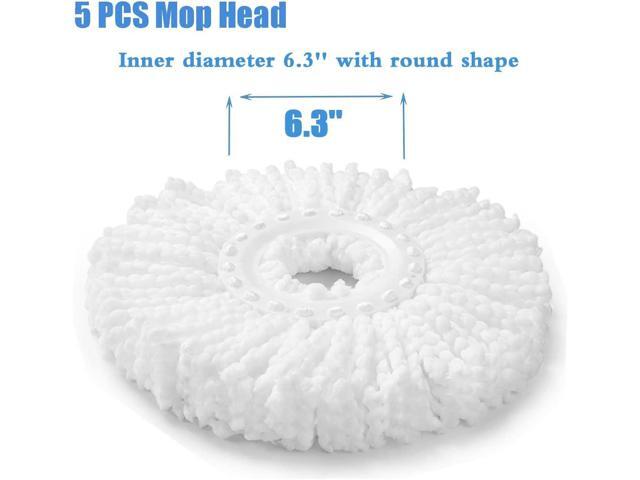 5 PCS Microfiber Replacement Mop Head Spin Mop Head Replacement 5-Pack, Microfiber Refill Heads Universal for 360 Spin Magic Mopping, Round Shape...