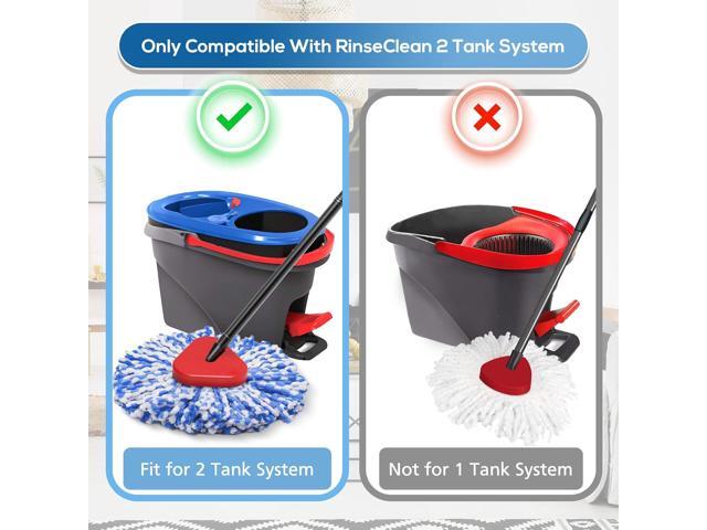 8 Pack RinseClean Spin Mop Replacement Head Refills with 1 Rotating Mop Base Compatible with O Ceda RinseClean 2 Tank System, Blue Microfiber Mop...