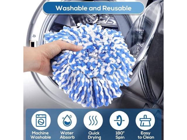 8 Pack RinseClean Spin Mop Replacement Head Refills with 1 Rotating Mop Base Compatible with O Ceda RinseClean 2 Tank System, Blue Microfiber Mop...