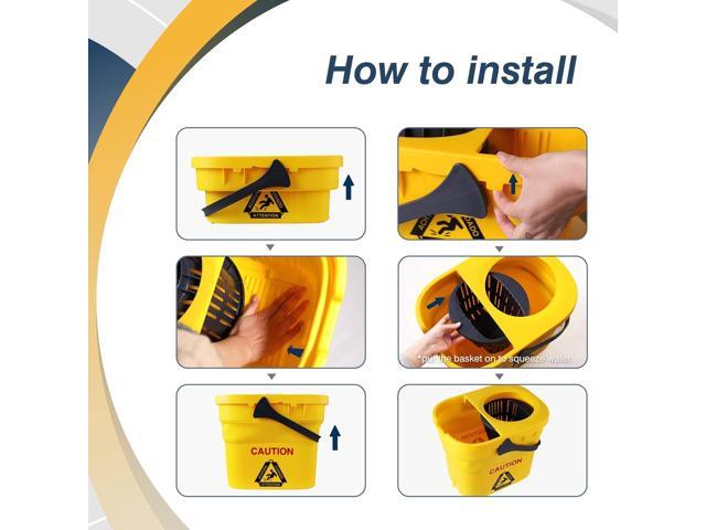 Yocada Commercial Mop Bucket with Wringer Portable Collapsible Plastic Mop Bucket Cleaning Washing Bucket for Cotton Mop