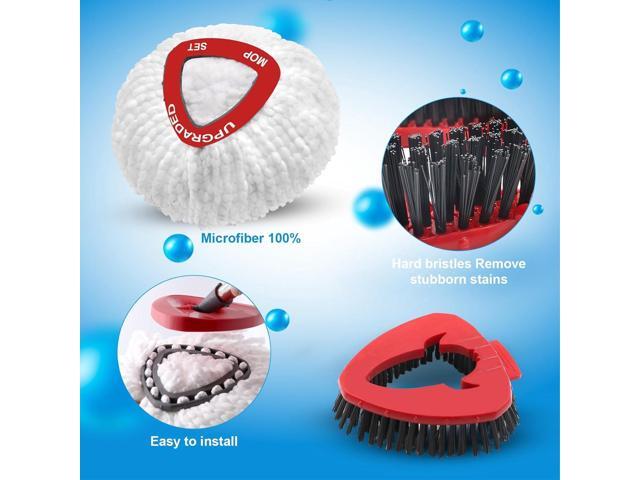Spin Mop Replace Head Compatible with Ocedar EasyWring 1 Tank, Upgraded Scrub Brush Mop Replacement Head, 2 Microfiber Mop Refills, 1 Mop Handle, 1...