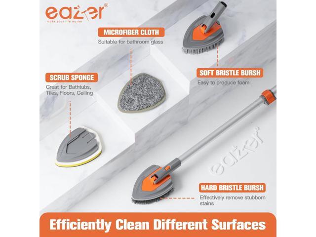 Eazer 4-in-1 Long-Handled Tub Scrubber-Versatile Bathroom Cleaning Brush with Shower Scrubber-Ideal Shower Cleaner Brush for Efficient...