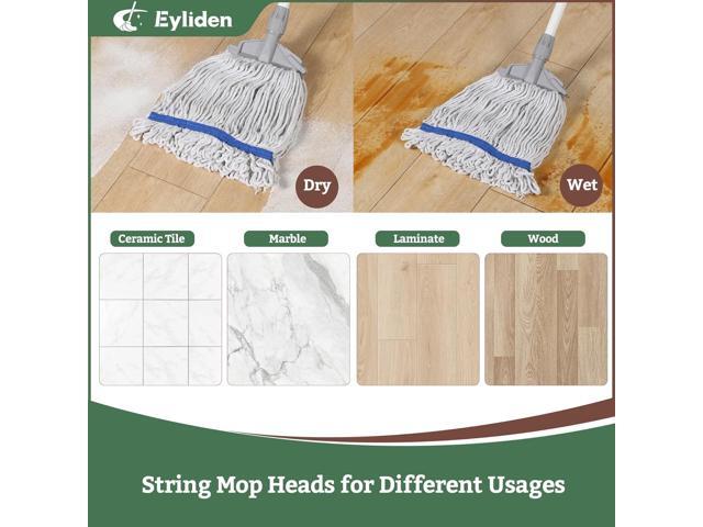 Eyliden 3 Pack Mop Heads Replacement, Universal Looped-End String Mops for Floor Cleaning, Scratch-Free Washable Cotton Mop Refills for...
