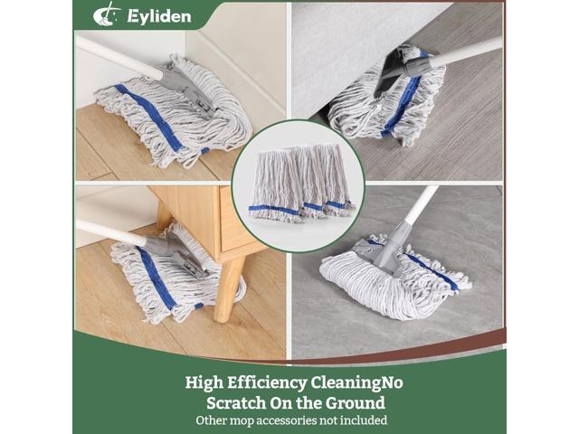 Eyliden 3 Pack Mop Heads Replacement, Universal Looped-End String Mops for Floor Cleaning, Scratch-Free Washable Cotton Mop Refills for...