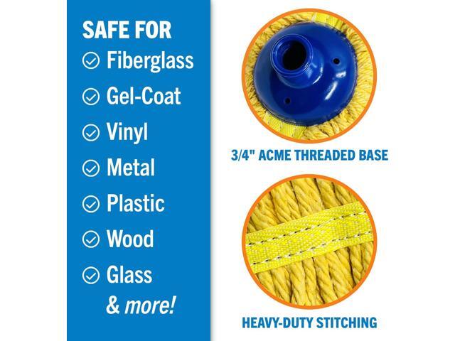 Screw On Cotton Mop Head Replacement Refill, Heavy Duty String Mop Head for Boat, Deck, Floor, Home, Car, and RV Cleaning, Durable and Absorbent...