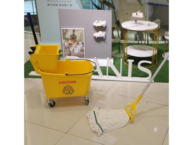 Commercial Mop Bucket with Side Press Wringer on Wheels, 35Qt,Yellow Including One Commercial Mop