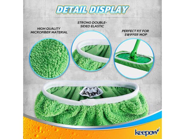 KEEPOW Reusable Mop Pads Compatible with Swiffer Sweeper Mop, Dry Sweeping Cloths for Swiffer Pads, 8 Pack Washable Microfiber Wet Mopping Cloth...