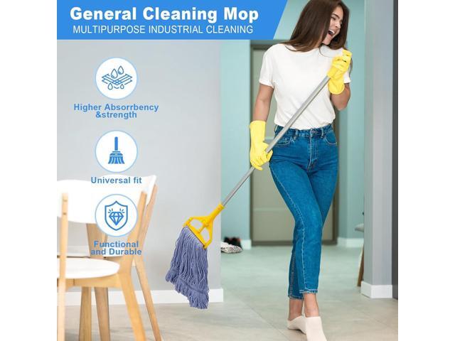 2 Pack Mop Head Replacements,General Cleaning Mop Heavy Duty Commercial and Industrial Replacement Mop Head, Wet Industrial Blue Cotton Looped End...