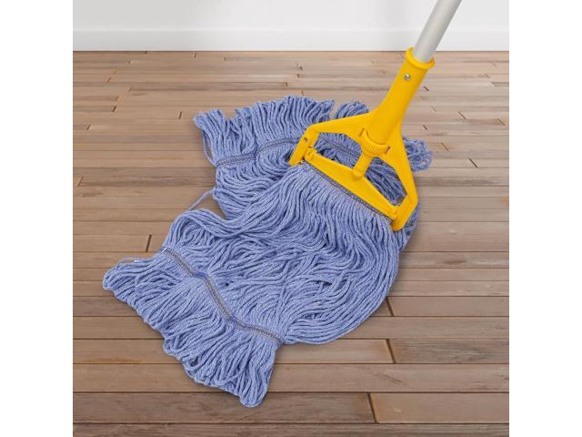 2 Pack Mop Head Replacements,General Cleaning Mop Heavy Duty Commercial and Industrial Replacement Mop Head, Wet Industrial Blue Cotton Looped End...