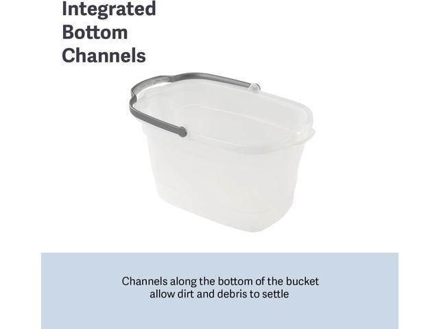 Casabella Plastic Rectangular Cleaning Bucket with Handle, Clear, 4 Gallon