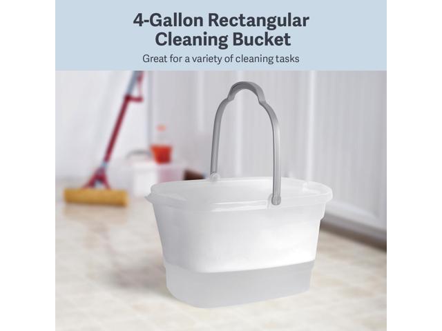 Casabella Plastic Rectangular Cleaning Bucket with Handle, Clear, 4 Gallon