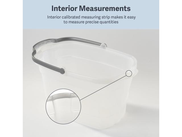 Casabella Plastic Rectangular Cleaning Bucket with Handle, Clear, 4 Gallon