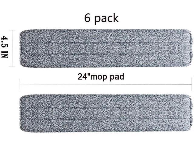 YOUSHANGJIA Microfiber Mop Pads 24 inch mop Pads Replacement Kit 6 Pack Reusable Mop Head Wet Dry Mops Refill Fit for Most Flat Mop Frame