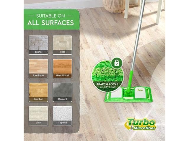 Reusable Pads Compatible with Swiffer Sweeper Mops - Washable Microfiber Mop Pad Refills by Turbo - 12 Inch Floor Cleaning Mop Head Pads Work Wet...