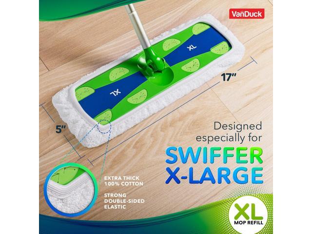 VanDuck Extra Large Cotton Mop Pads Compatible with Swiffer XL Mop - X-Large Wet and Dry Pads Refill, 4-Pack (Handle is Not Included)