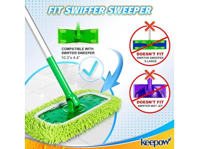 KEEPOW Reusable Microfiber Mop Pads Compatible with Swiffer Sweeper Mop, Dry Sweeping Cloths, Washable Wet Mopping Cloth Refills for...