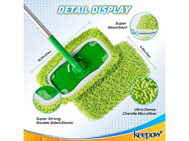 KEEPOW Reusable Microfiber Mop Pads Compatible with Swiffer Sweeper Mop, Dry Sweeping Cloths, Washable Wet Mopping Cloth Refills for...
