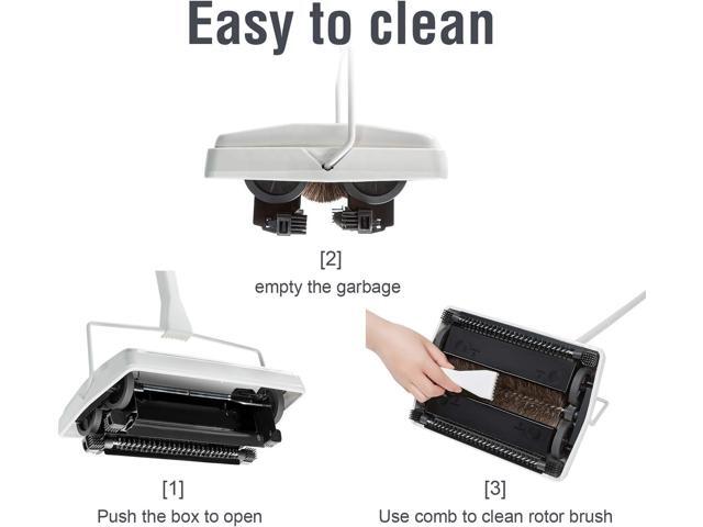 JEHONN Carpet Floor Sweeper with Horsehair, Non Electric Manual Sweeping, Rotor Brush Heavy Duty for Pet Hair Clean