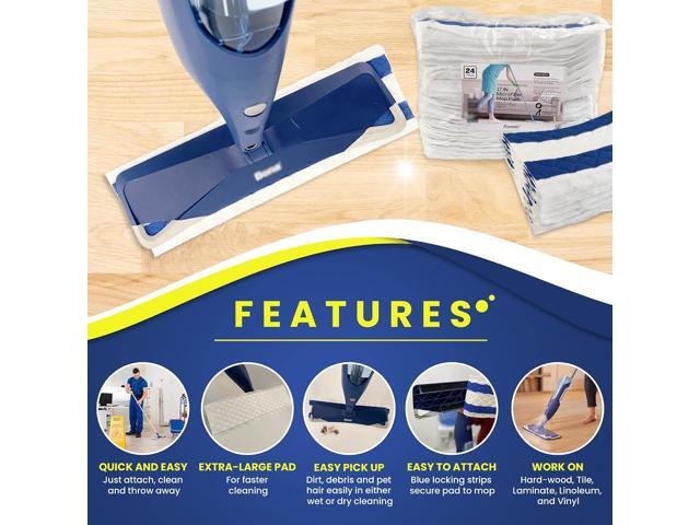 Microfiber Disposable Mop Pad for All 16-18'' Hook & Loop System Mop, Wet Dry Cleaning Pad Compatible with Bona,Rubbermaid,Turbo,Norwex (50 Pack)
