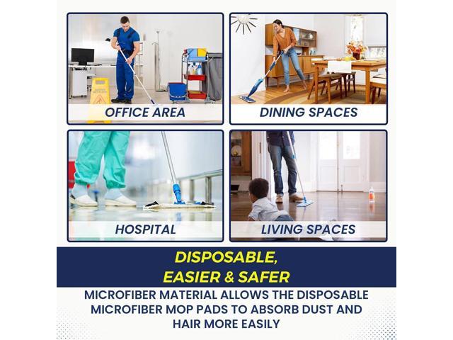 Microfiber Disposable Mop Pad for All 16-18'' Hook & Loop System Mop, Wet Dry Cleaning Pad Compatible with Bona,Rubbermaid,Turbo,Norwex (50 Pack)