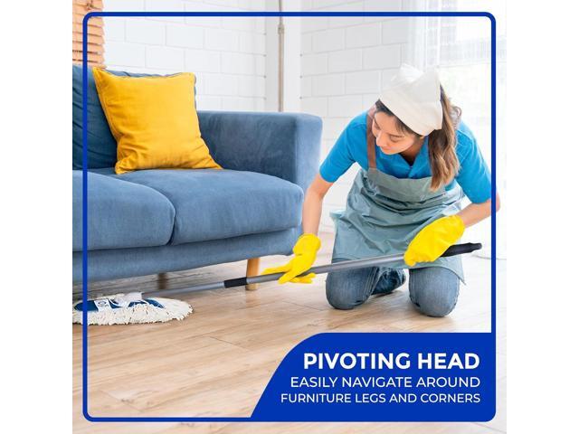 Nine Forty Heavy Duty, Industrial-Strength Cotton Wedge Dust Mop Head w/ Handle - Home & Commercial Hardwood Floor Cleaning - Designed for...