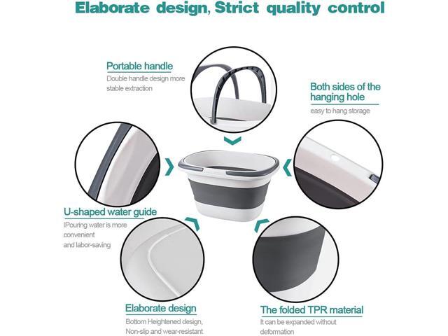 4.2 Gal(16L) Large Collapsible Plastic Bucket with Handle for House Cleaning, Space Saving Outdoor Multiuse Foldable Water Pail/Sink for...