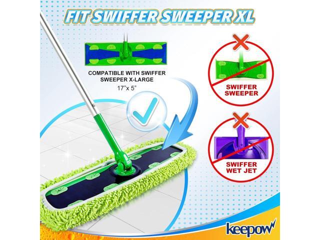 KEEPOW Reusable XL Mop Pads Compatible with Swiffer XL Sweeper, XL Dry Sweeping Cloths, XL Wet Mopping Cloths, Washable Microfiber XL Wet Pads...