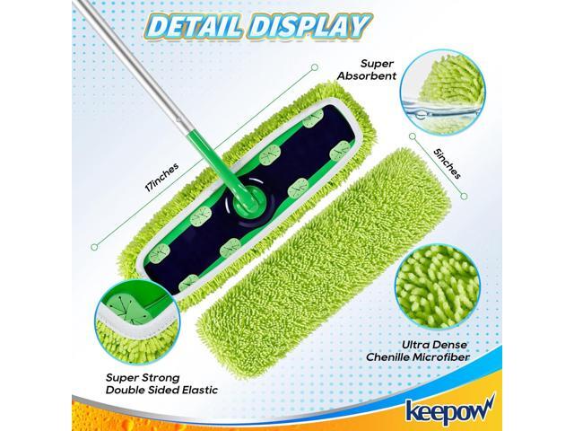 KEEPOW Reusable XL Mop Pads Compatible with Swiffer XL Sweeper, XL Dry Sweeping Cloths, XL Wet Mopping Cloths, Washable Microfiber XL Wet Pads...