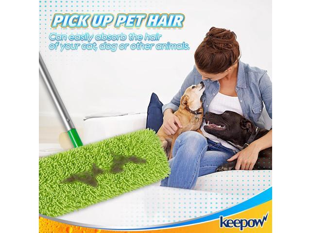 KEEPOW Reusable XL Mop Pads Compatible with Swiffer XL Sweeper, XL Dry Sweeping Cloths, XL Wet Mopping Cloths, Washable Microfiber XL Wet Pads...