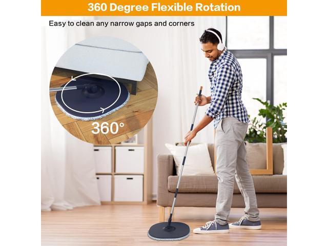 Flat Floor Mop and Bucket System Set with Wringer, Spin Mop and Bucket Separate Clean and Dirty Water with Self Separation for Hardwood, Laminate,...