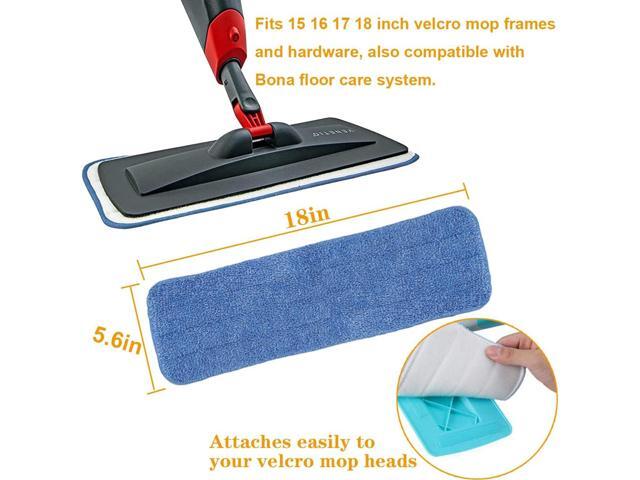 18 Inch Microfiber Spray Mop Replacement Heads Compatible with Bona, Washable Reusable Flat Mop Head Spray Mop Pads Microfiber Cleaning Pads for...