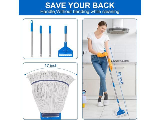 KeFanta Commercial Mop 60 inch Heavy Duty Industrial Wet Mops with Long Handle,Looped-End String Cotton Mop for Home, Kitchen,Garage,Office and...